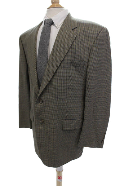 Chaps Mens Houndstooth Print Blazer Beige Size 46