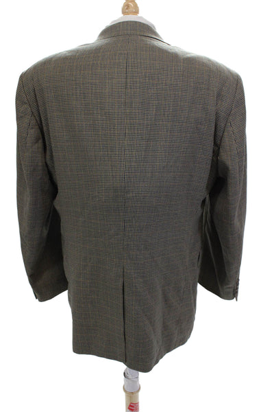 Chaps Mens Houndstooth Print Blazer Beige Size 46