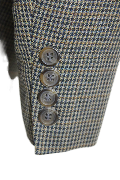 Chaps Mens Houndstooth Print Blazer Beige Size 46