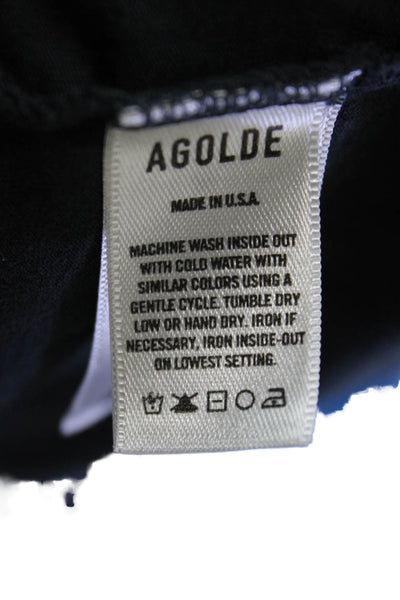 Agolde Women Basic Black Cotton T-Shirt Short Sleeve Crew Neck Size M