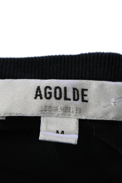 Agolde Women Basic Black Cotton T-Shirt Short Sleeve Crew Neck Size M