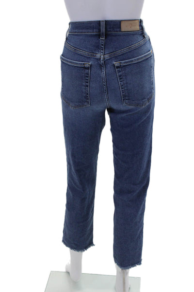 7 For All Mankind, Women Cropped Ankle Jeans Dark Blue Mid-Rise Size 27