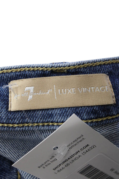 7 For All Mankind, Women Cropped Ankle Jeans Dark Blue Mid-Rise Size 27