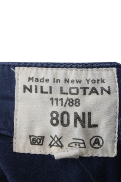 Nili Lotan Womens Cotton Lined Straight Leg Pants Navy Size 04