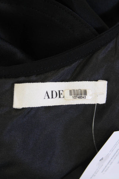 Adeam Women Shift Mini Dress Black Short Sleeve Crew Neck Zip Size S