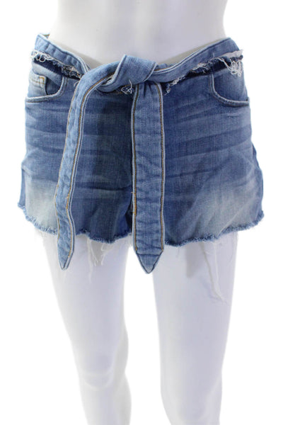Frame Womens Cotton Le Cutoff Frayed Hem Belted Denim Shorts Blue Size EUR 30