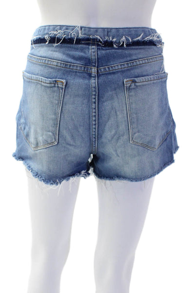 Frame Womens Cotton Le Cutoff Frayed Hem Belted Denim Shorts Blue Size EUR 30