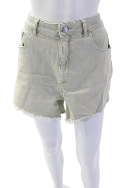 DL1961 Womens Cotton High Rise Emilie Fringed Shorts Green Size EUR 29