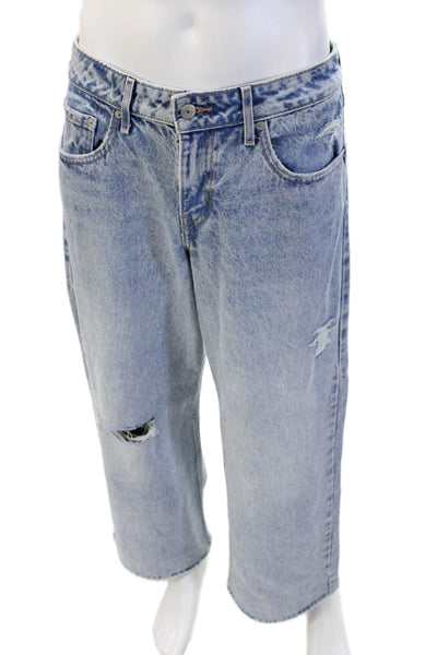 Levis Men Light Blue Wide-Leg Jeans Button Closure Size 30