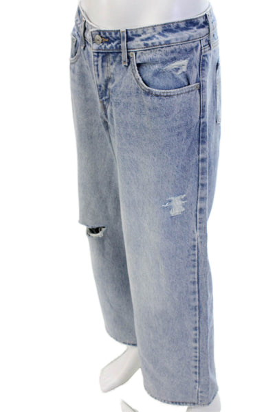 Levis Men Light Blue Wide-Leg Jeans Button Closure Size 30