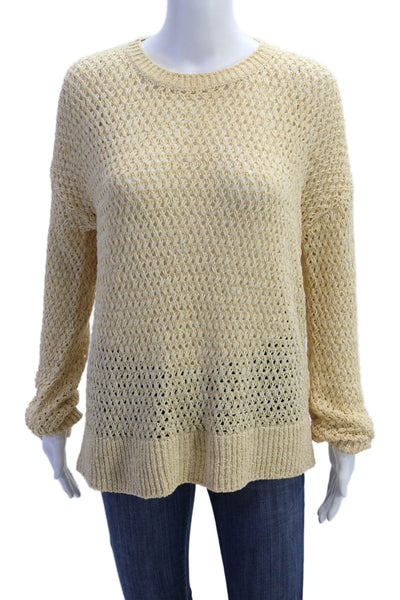 Theory Unisex Beige Pullover Sweater Crew Neck Long Sleeve Bohemian Size PP