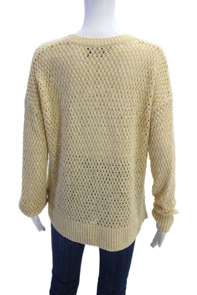 Theory Unisex Beige Pullover Sweater Crew Neck Long Sleeve Bohemian Size PP