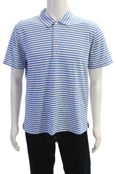 J. Mclaughlin Men's Short Sleeves Quarter Blutton Polo Striped T-Shirt Size M