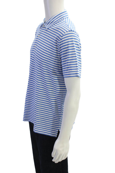 J. Mclaughlin Men's Short Sleeves Quarter Blutton Polo Striped T-Shirt Size M