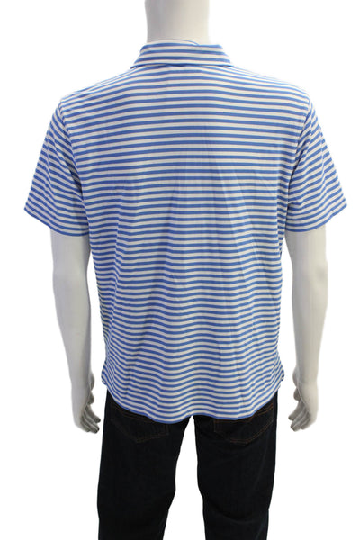 J. Mclaughlin Men's Short Sleeves Quarter Blutton Polo Striped T-Shirt Size M