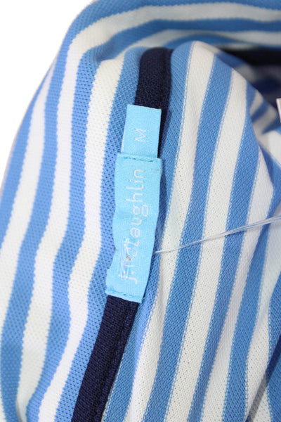 J. Mclaughlin Men's Short Sleeves Quarter Blutton Polo Striped T-Shirt Size M