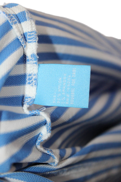 J. Mclaughlin Men's Short Sleeves Quarter Blutton Polo Striped T-Shirt Size M