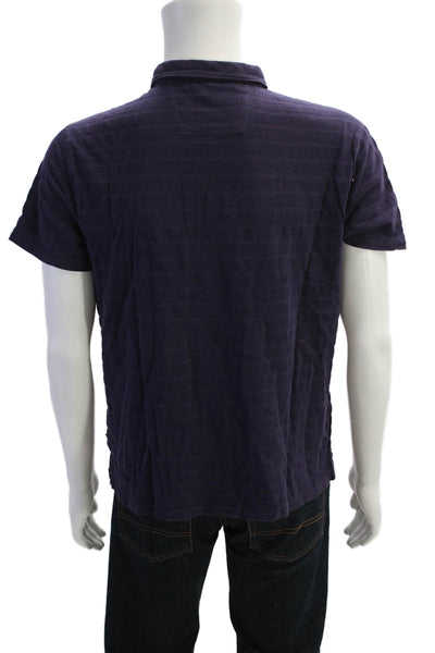 John Varvatos Star USA Men's Quarter Button Short Sleeves T-Shirt Purple Size L
