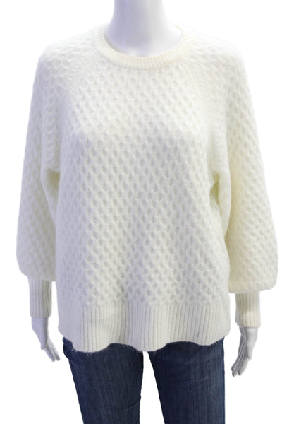 Line And Dot Womens Textured Knit Round Neck Long Sleeve Sweater White Size S