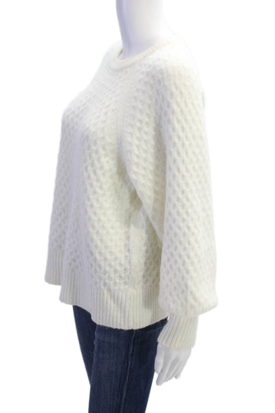 Line And Dot Womens Textured Knit Round Neck Long Sleeve Sweater White Size S