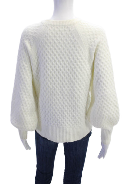 Line And Dot Womens Textured Knit Round Neck Long Sleeve Sweater White Size S