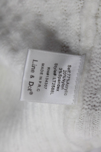 Line And Dot Womens Textured Knit Round Neck Long Sleeve Sweater White Size S