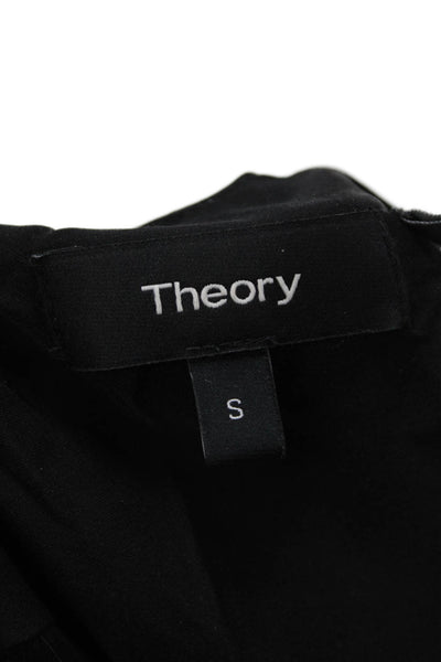 Theory Women Sleeveless Silk Blouse Black Round Neck Solid Size S