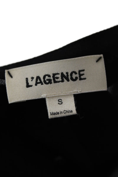 L'Agence Women Bohemian Black 100% Silk Lace-Up Long Sleeve Blouse Size S