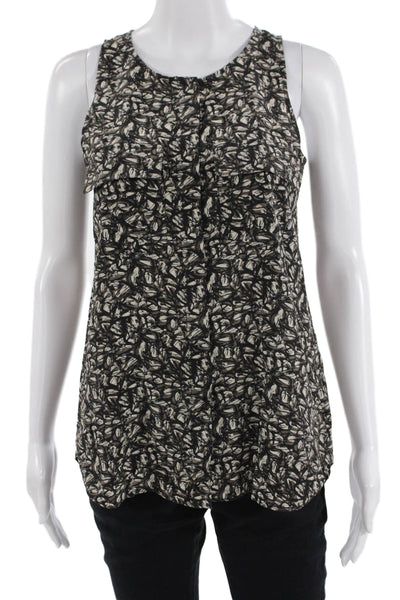 Theory Women Silk Tunic Sleeveless Round Neck Black Blouse Tank Size 0P
