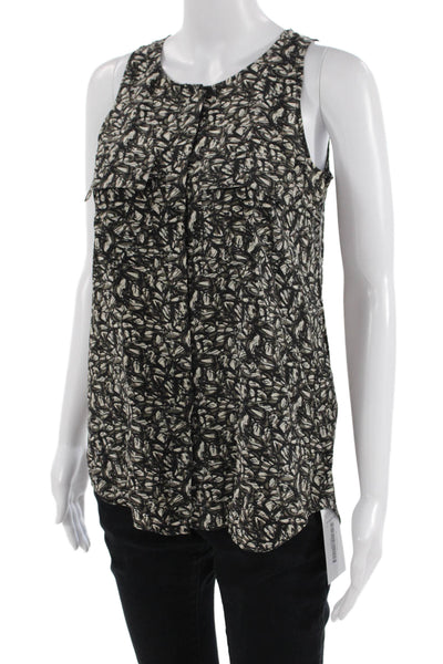 Theory Women Silk Tunic Sleeveless Round Neck Black Blouse Tank Size 0P