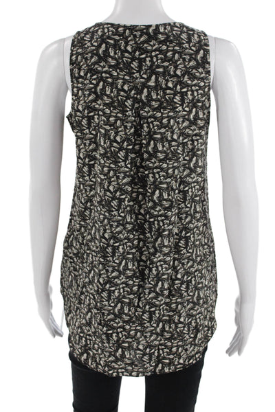 Theory Women Silk Tunic Sleeveless Round Neck Black Blouse Tank Size 0P