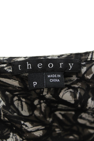 Theory Women Silk Tunic Sleeveless Round Neck Black Blouse Tank Size 0P