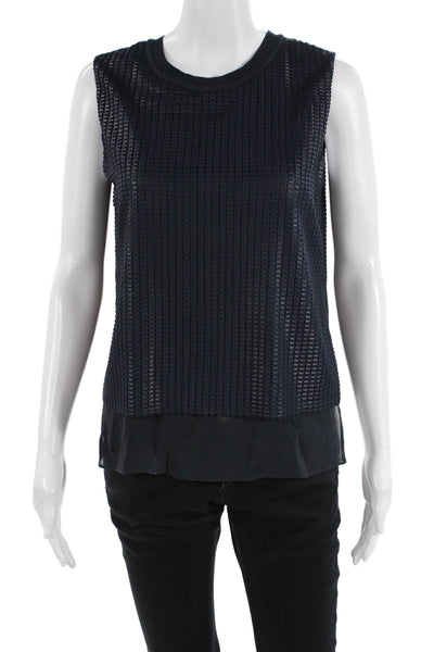 Vince Womens Dark Blue Sleeveless Basic Tank Crew Neck Polyester Size XS