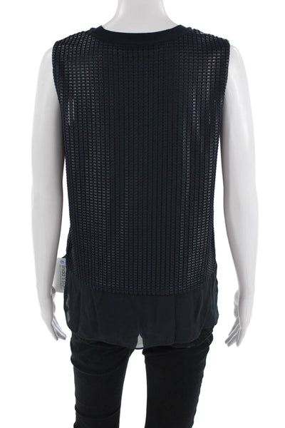 Vince Womens Dark Blue Sleeveless Basic Tank Crew Neck Polyester Size XS