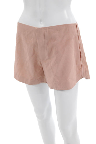 Zara Womens High Rise Zip Up Shorts Pink Cotton Blend Size Medium