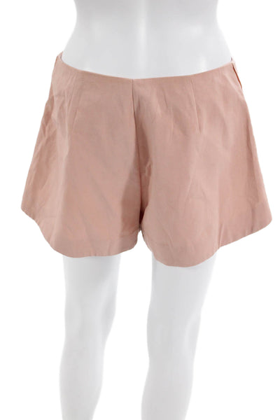 Zara Womens High Rise Zip Up Shorts Pink Cotton Blend Size Medium
