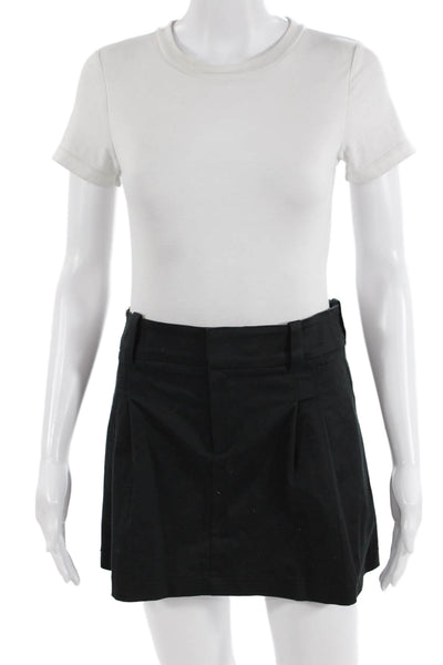 Sunday Best Womens Pleated Front A Line Mini Skirt Black Cotton Size 2