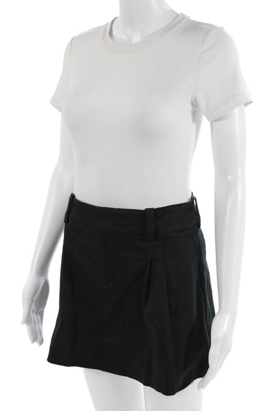 Sunday Best Womens Pleated Front A Line Mini Skirt Black Cotton Size 2