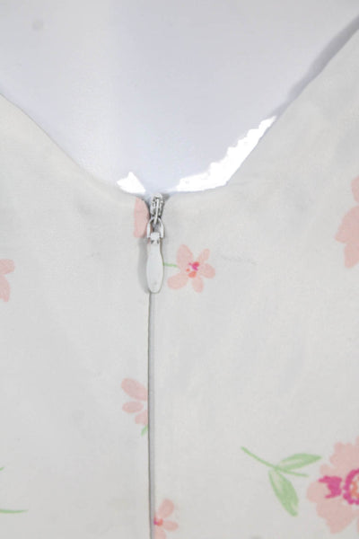Zara Women Maxi Slip Dress White Floral V-Neck Drawstring Size S
