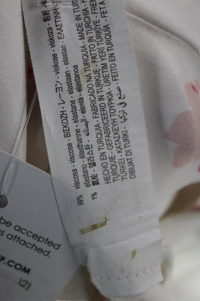 Zara Women Maxi Slip Dress White Floral V-Neck Drawstring Size S