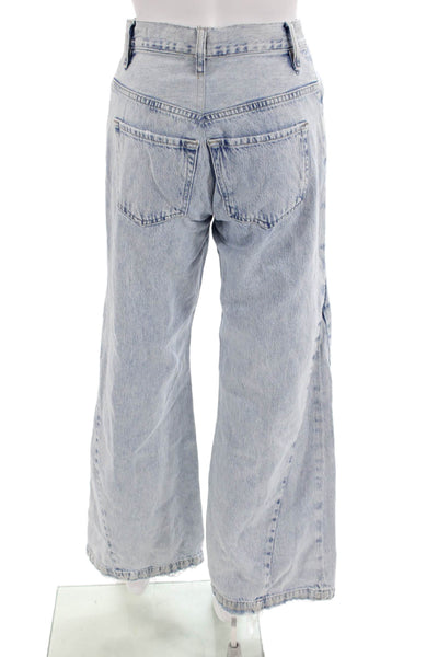 Frame Women Wide-Leg Jeans Light Blue High-Rise Button Size 25