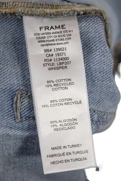 Frame Women Wide-Leg Jeans Light Blue High-Rise Button Size 25