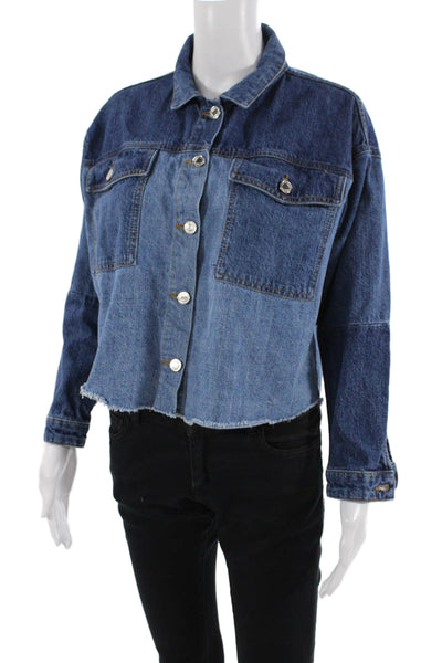 Zara Womens Cotton Collared Denim Shirt Jacket Blue Size XS