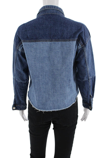 Zara Womens Cotton Collared Denim Shirt Jacket Blue Size XS