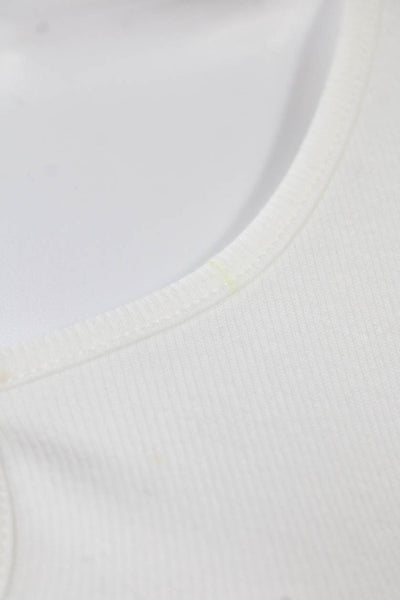 MNG Womens Cropped Basic T-Shirt White Long Sleeve Petite Size 0