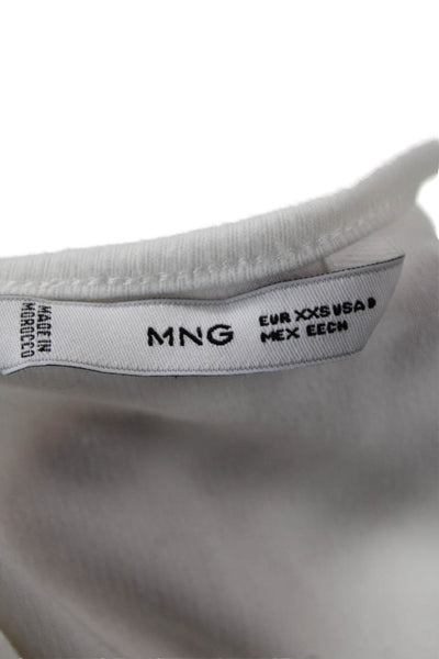MNG Womens Cropped Basic T-Shirt White Long Sleeve Petite Size 0