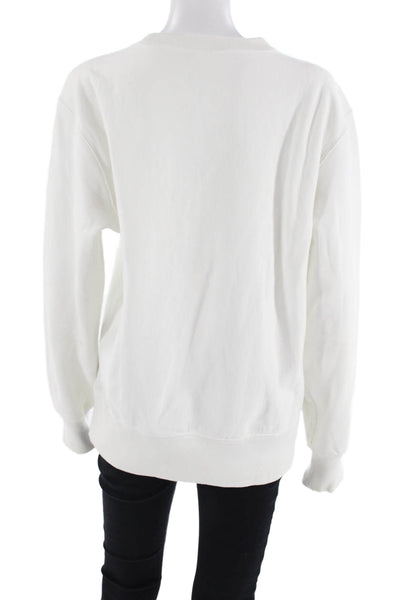 Champion Mens Pullover Sweatshirt White Cotton Crewneck 90s Size L
