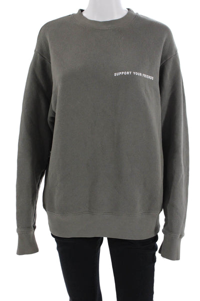 Krost Unisex Pullover Sweatshirt Dark Gray Crew Neck Cotton Size S