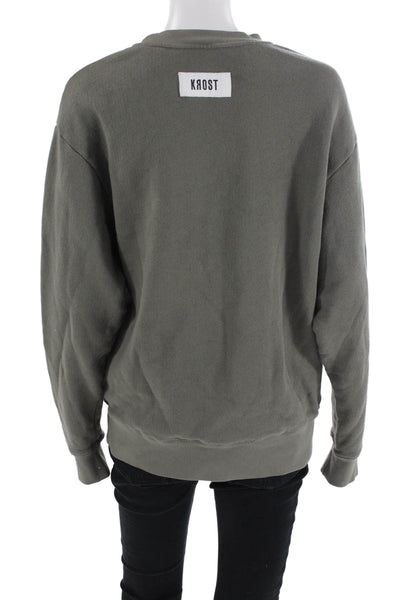 Krost Unisex Pullover Sweatshirt Dark Gray Crew Neck Cotton Size S