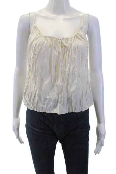 J Crew Women Beige Camisole Spaghetti Strap Viscose Blend Drawstring Size S